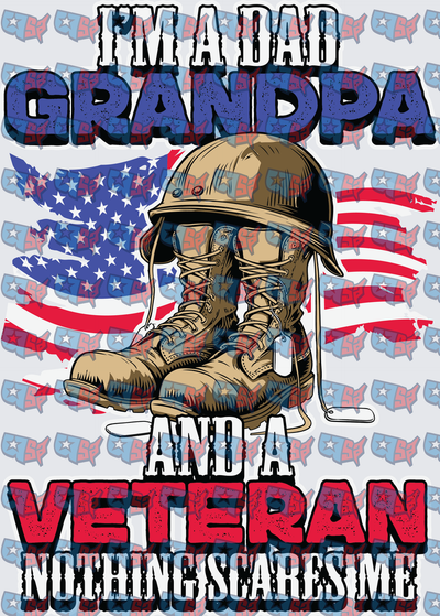 I'm A Dad Grandpa And A Veteran Nothing Scares Me Military Boots Flag (DTF)