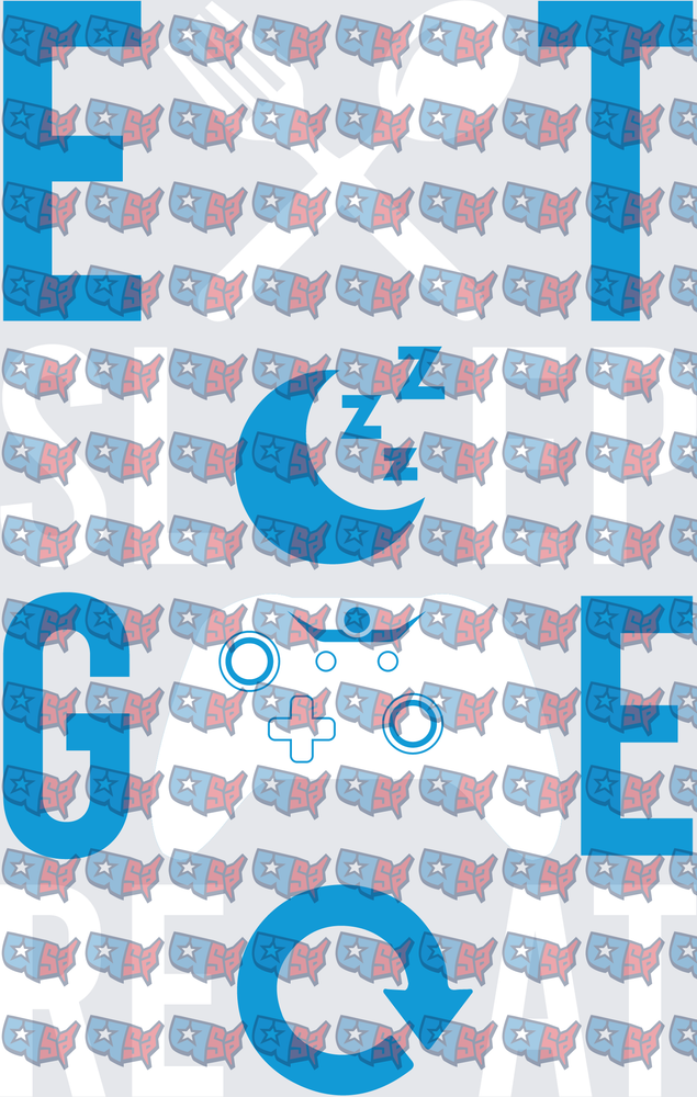 Eat Sleep Game Repeat USA Patriotic Pattern (DTF)