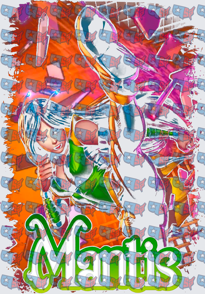 Mantis Colorful Anime Style Vibrant Portrait (DTF)