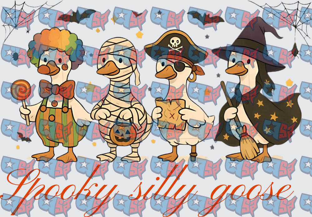 Spooky Silly Goose Halloween Costume Geese Quartet (DTF)