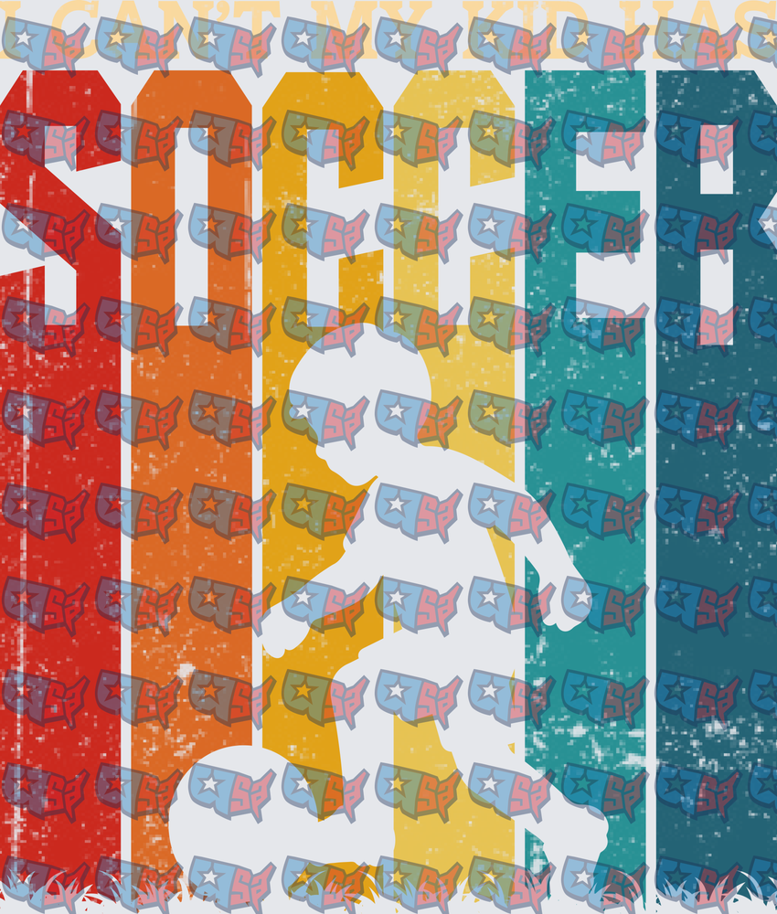 Retro Stripe Soccer Player Silhouette Bold Lettering (DTF)