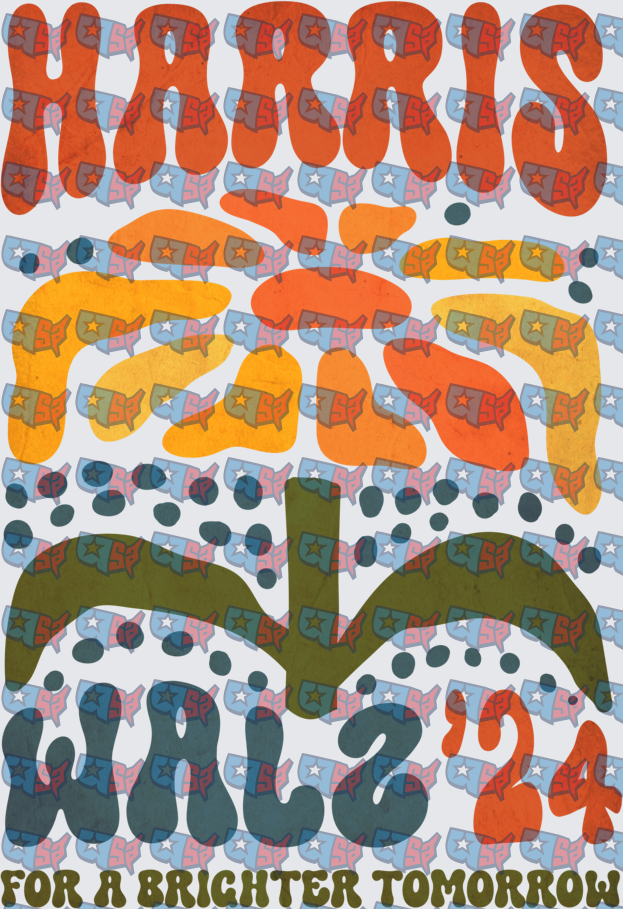 Harris Walz 24 For A Brighter Tomorrow Retro Groovy (DTF)