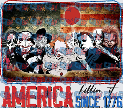 America Killin It Since 1776 Horror Icons Flag (DTF)