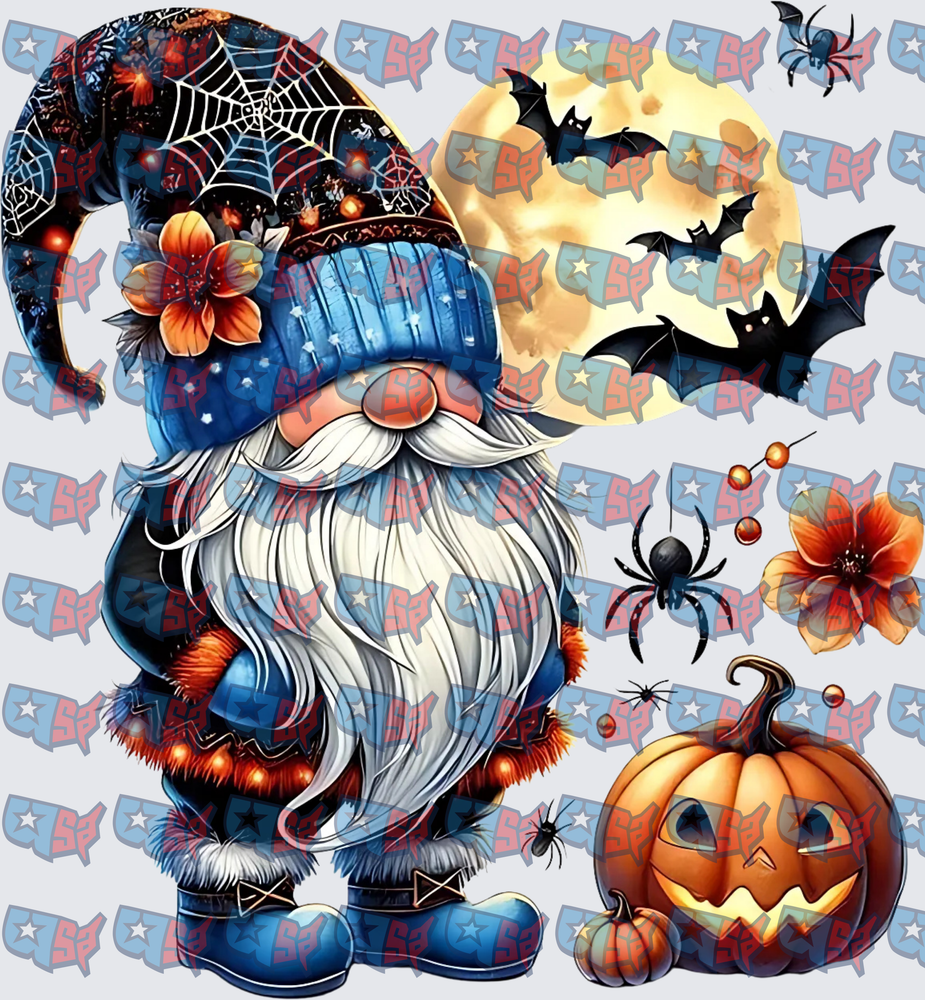 Halloween Gnome with Full Moon Bats and Pumpkin (DTF)