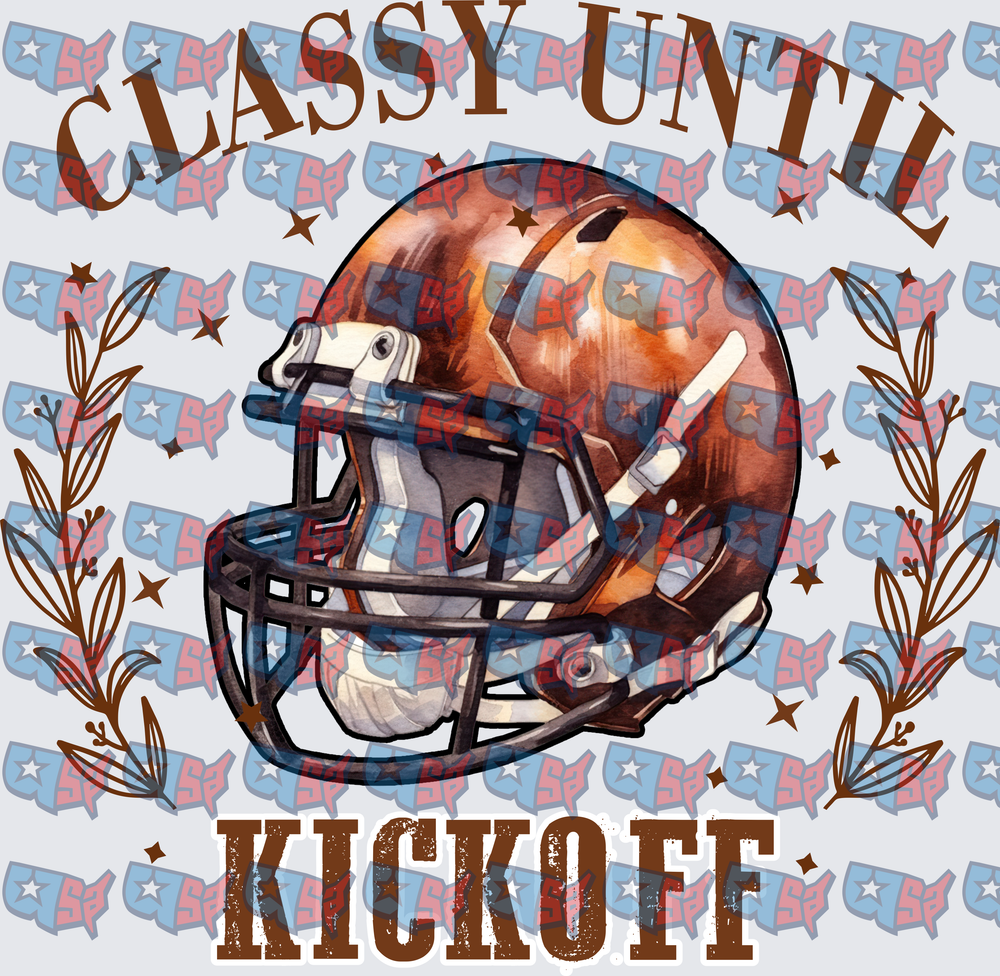 Classy Until Kickoff Football Helmet Floral (DTF)
