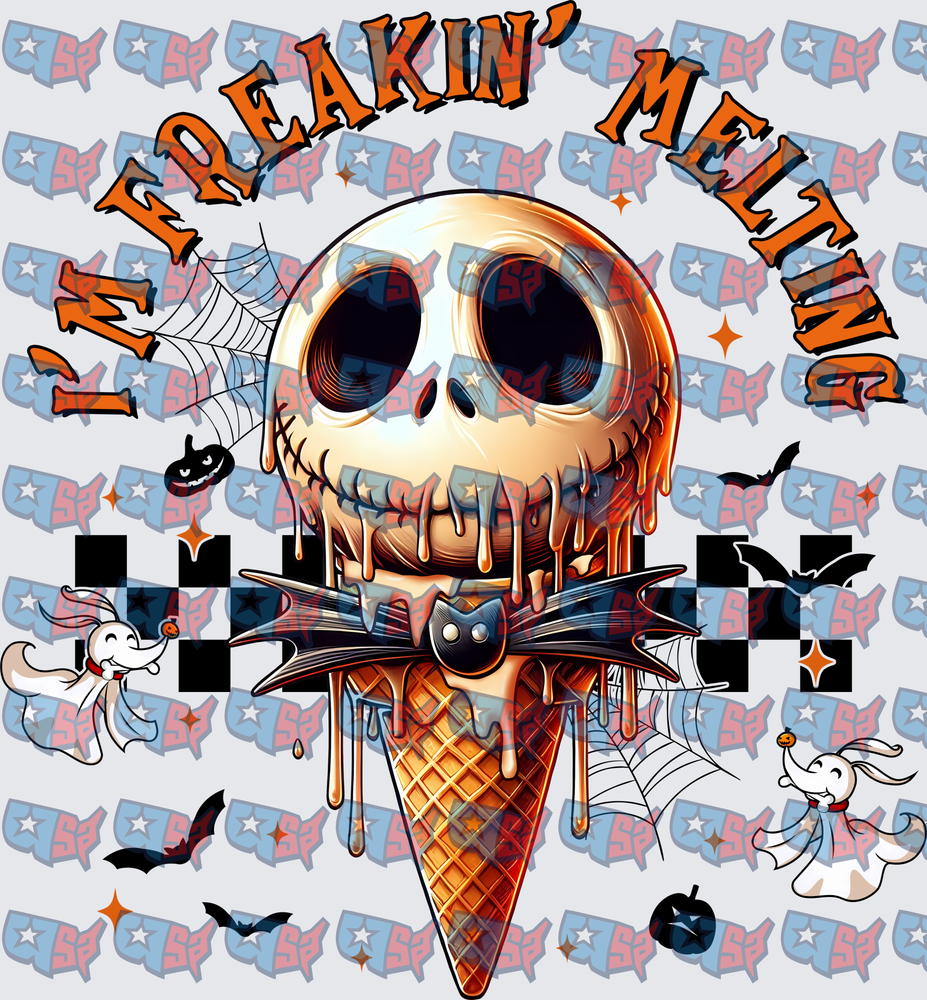 I'm Freakin' Melting Skull Ice Cream Cone Halloween (DTF)