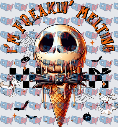 I'm Freakin' Melting Skull Ice Cream Cone Halloween (DTF)