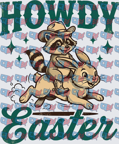 Howdy Easter Cowboy Raccoon Riding Bunny (DTF)