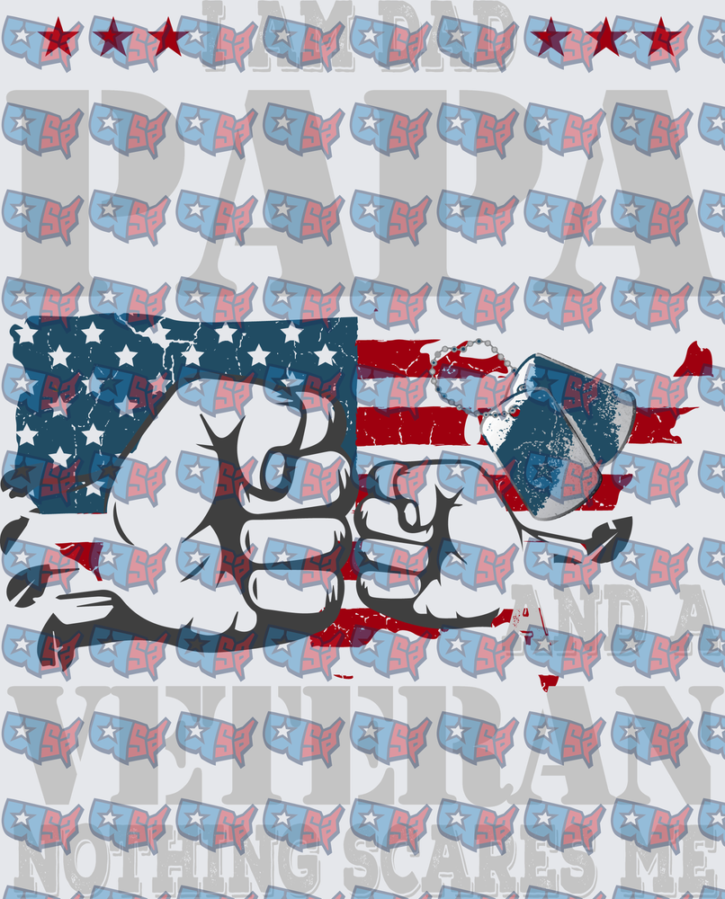 Veteran Papa Military Fist Dog Tags American Flag (DTF)