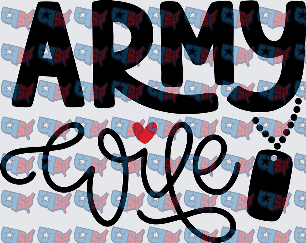 Army Wife Red Heart Dog Tag Design (DTF)