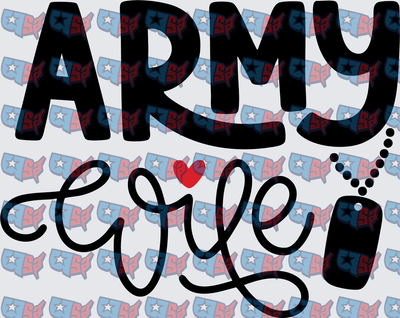 Army Wife Red Heart Dog Tag Design (DTF)