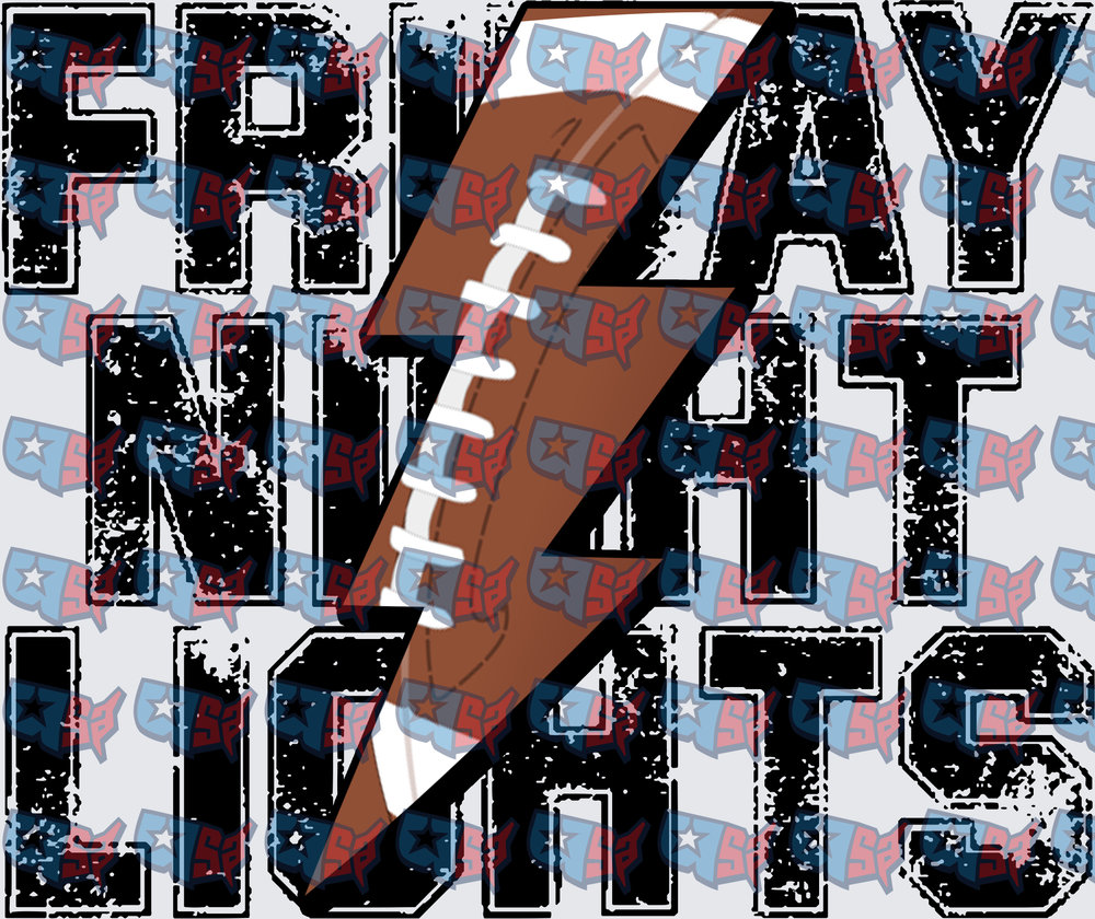 Friday Night Lights Grunge Football Lightning Bolt (DTF)