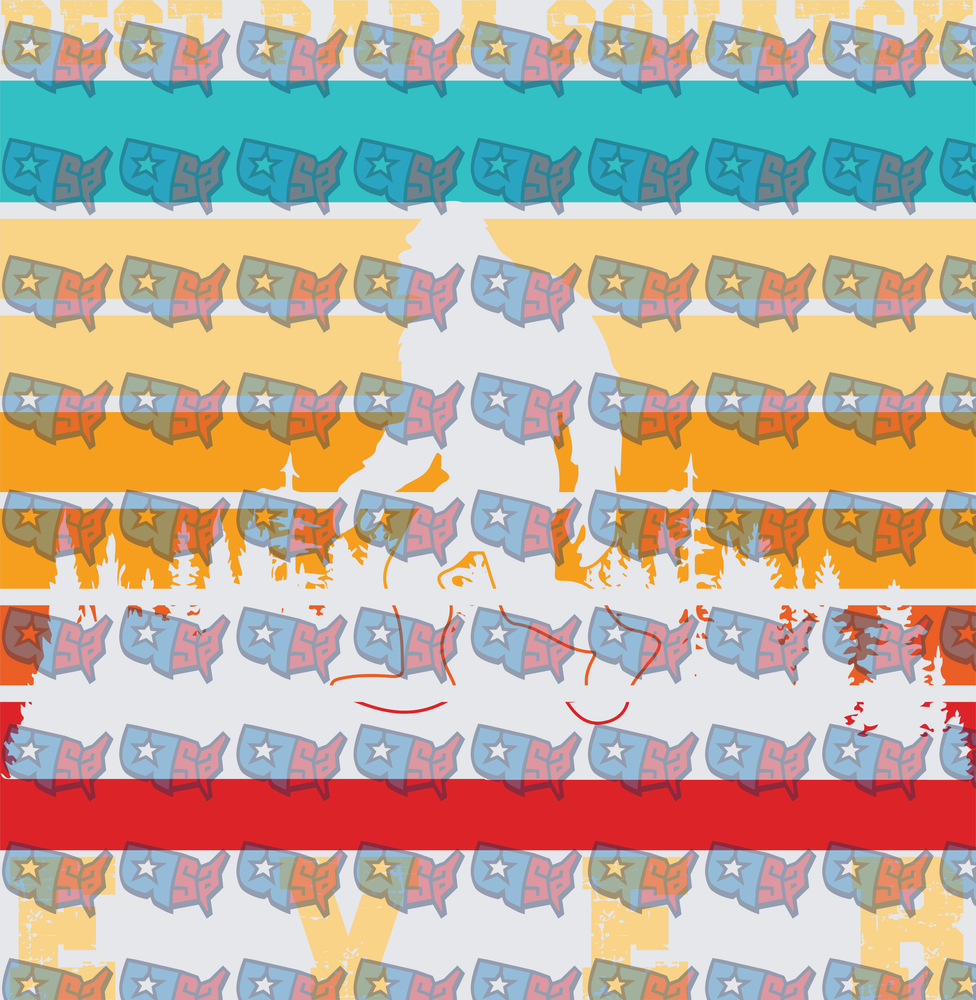 Retro Striped Bigfoot USA Map Pattern (DTF)