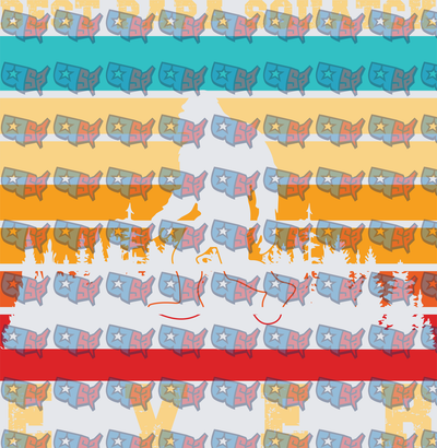 Retro Striped Bigfoot USA Map Pattern (DTF)