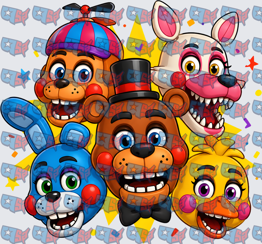 Animatronic Horror Characters Group Cartoon Faces (DTF)