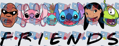 Lilo And Stitch Characters Friends Logo Design (DTF)