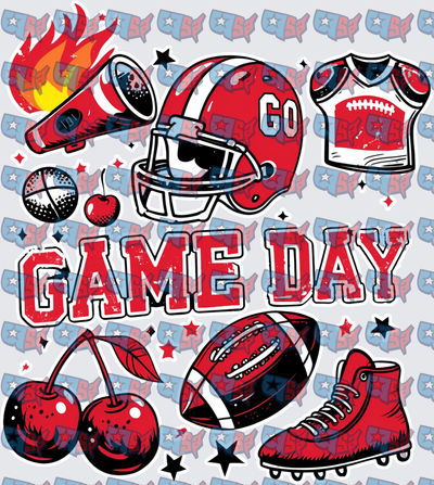 Game Day Football Red Retro Collage (DTF)
