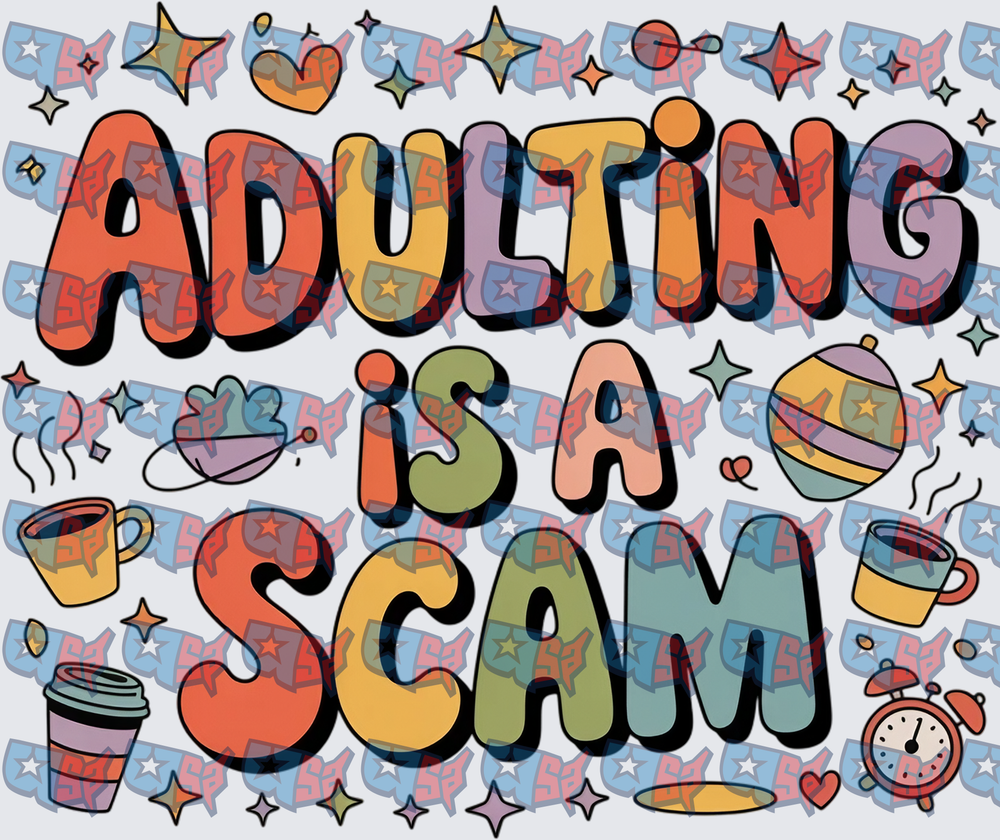 Adulting Is A Scam Retro Groovy Typography (DTF)