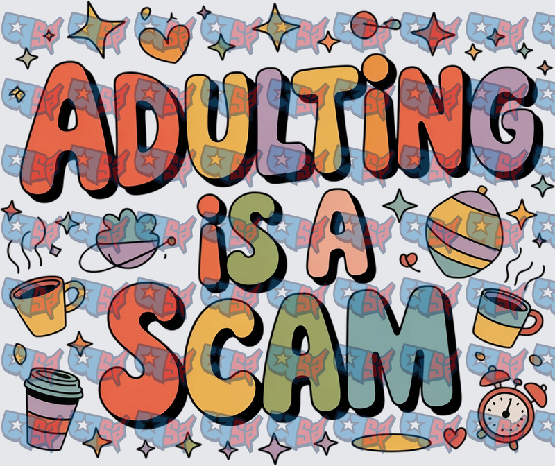 Adulting Is A Scam Retro Groovy Typography (DTF)