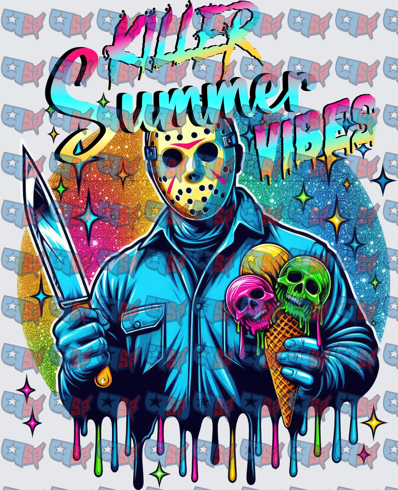 Killer Summer Vibes Hockey Mask Slasher Ice Cream (DTF)