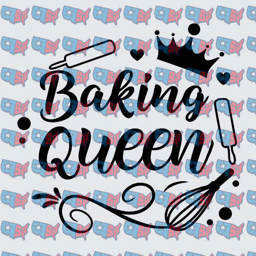 Baking Queen Crown Whisk Rolling Pin Script (DTF)