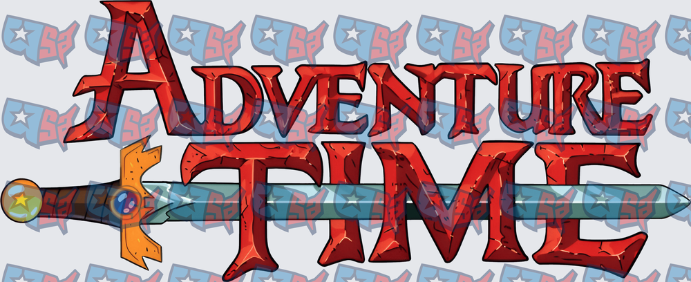 Red Cracked Logo With Cartoon Sword Design (DTF)