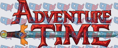 Red Cracked Logo With Cartoon Sword Design (DTF)