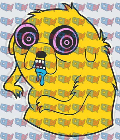 Trippy Yellow Magic Dog Drooling Spiral Eyes (DTF)