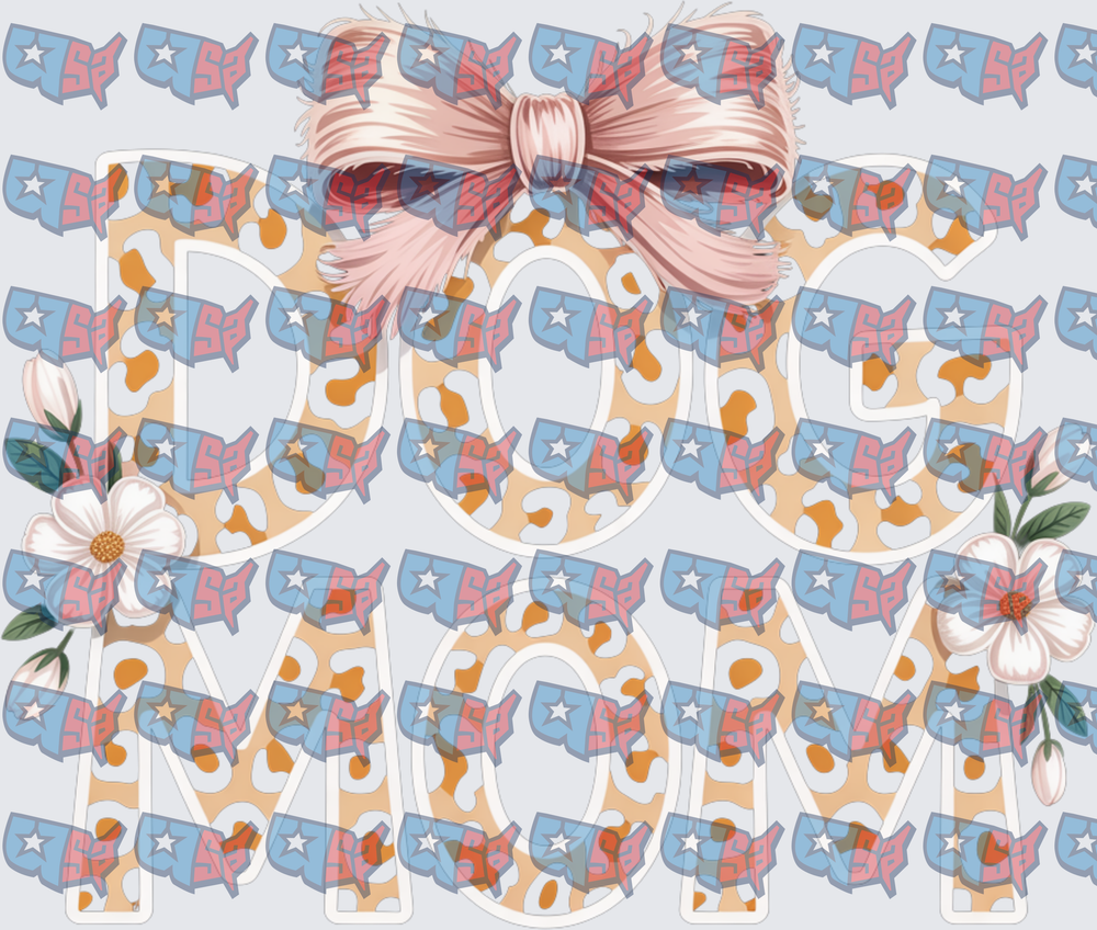 Dog Mom Leopard Print Bow Floral Letter Design (DTF)