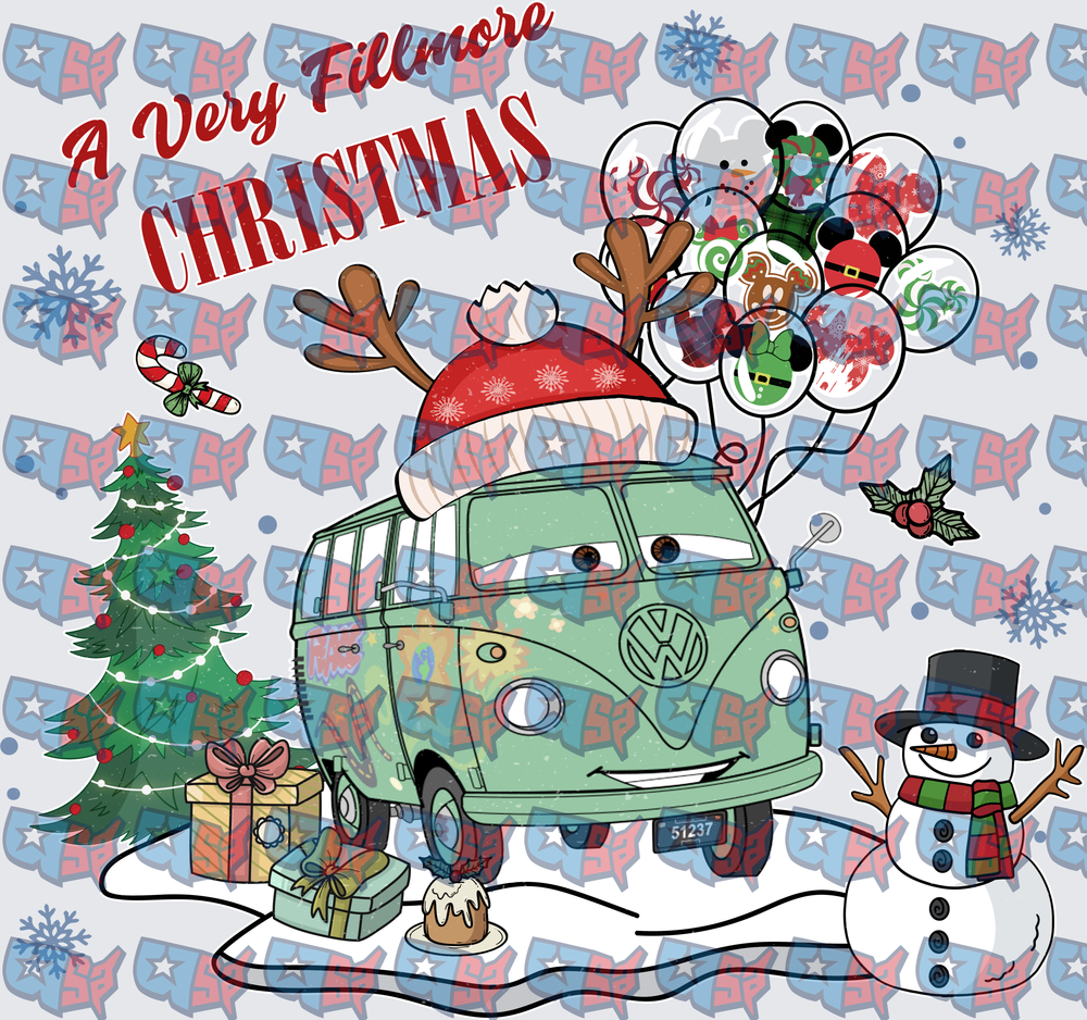 A Very Fillmore Christmas VW Bus Holiday Scene (DTF)