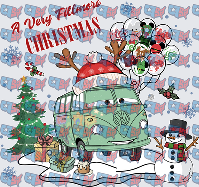 A Very Fillmore Christmas VW Bus Holiday Scene (DTF)