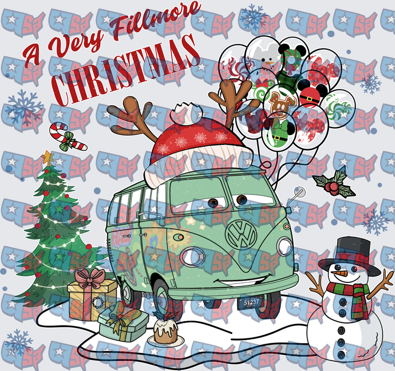 A Very Fillmore Christmas VW Bus Holiday Scene (DTF)