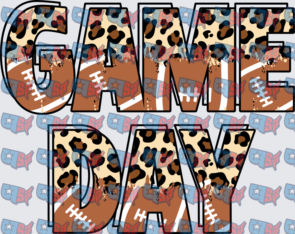 Game Day Leopard Football Distressed Letters (DTF)