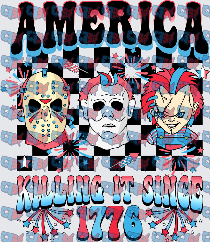 America Killing It Since 1776 Horror Icons Patriotic (DTF)