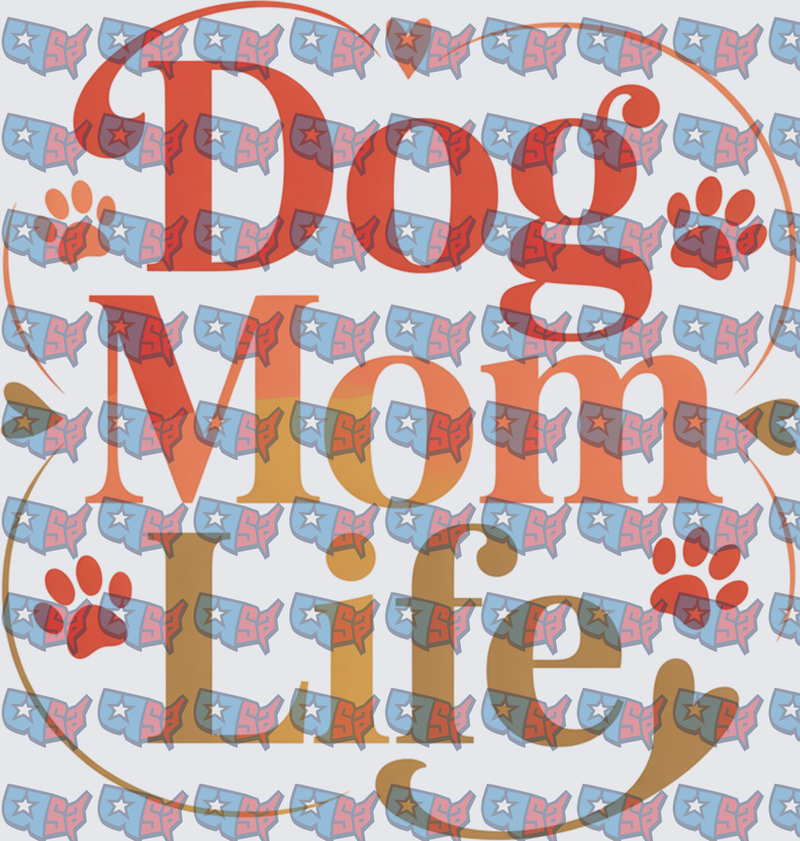Dog Mom Life Paw Print Circle Design (DTF)