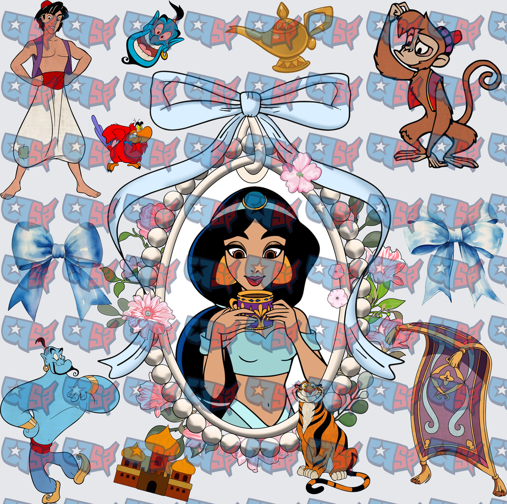 Arabian Princess Character Collage With Floral Frame (DTF)