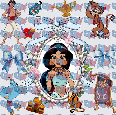 Arabian Princess Character Collage With Floral Frame (DTF)