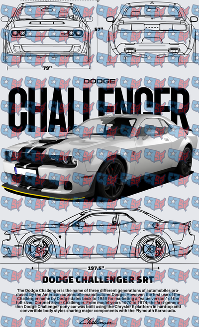 Dodge Challenger SRT Blueprint Spec Sheet Design (DTF)