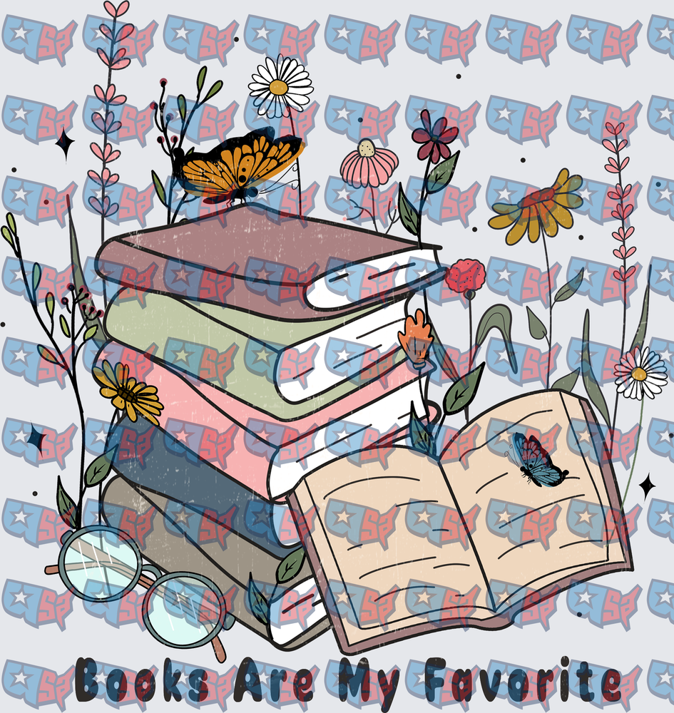 Books Are My Favorite Wildflower Butterfly Stack (DTF)