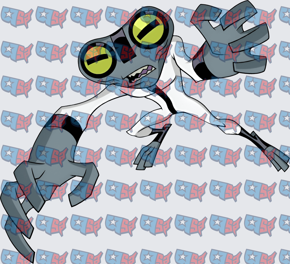 Grey Alien Frog Superhero Leaping Action Pose (DTF)