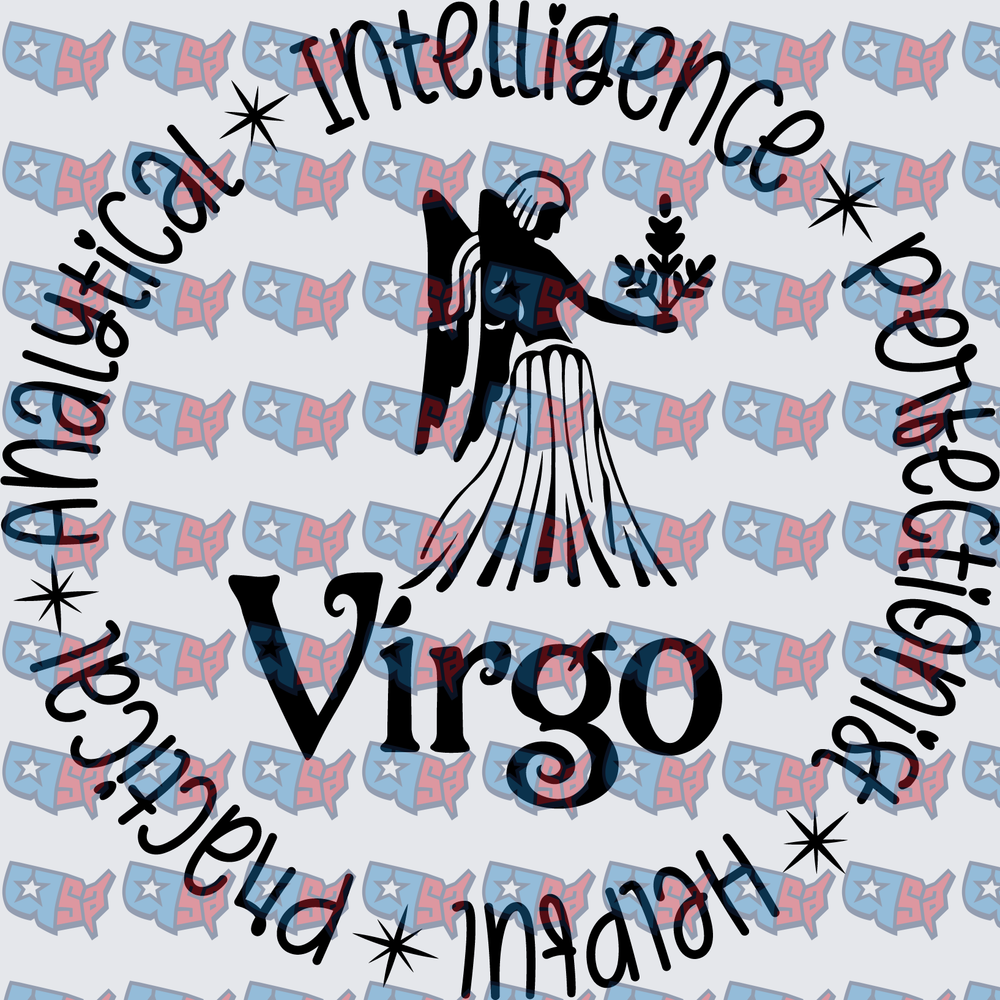Virgo Zodiac Sign Traits Circle Design (DTF)