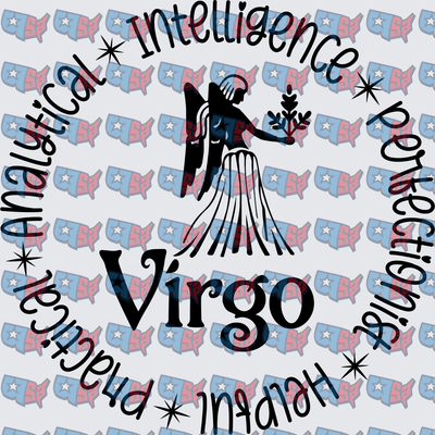 Virgo Zodiac Sign Traits Circle Design (DTF)