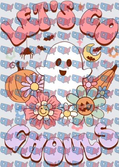 Let's Go Ghouls Retro Halloween Ghost Floral (DTF)