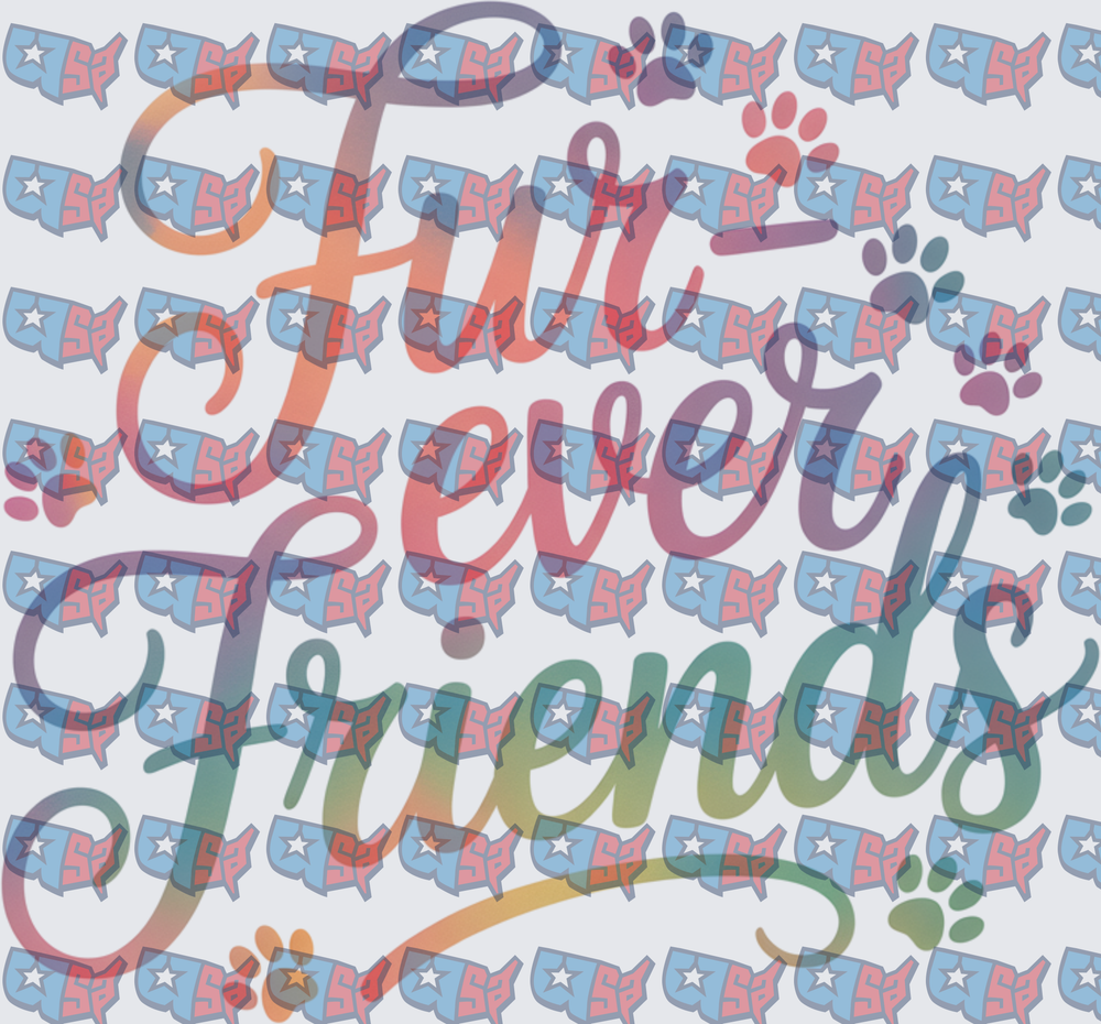 Fur-Ever Friends Rainbow Script Paw Print Design (DTF)