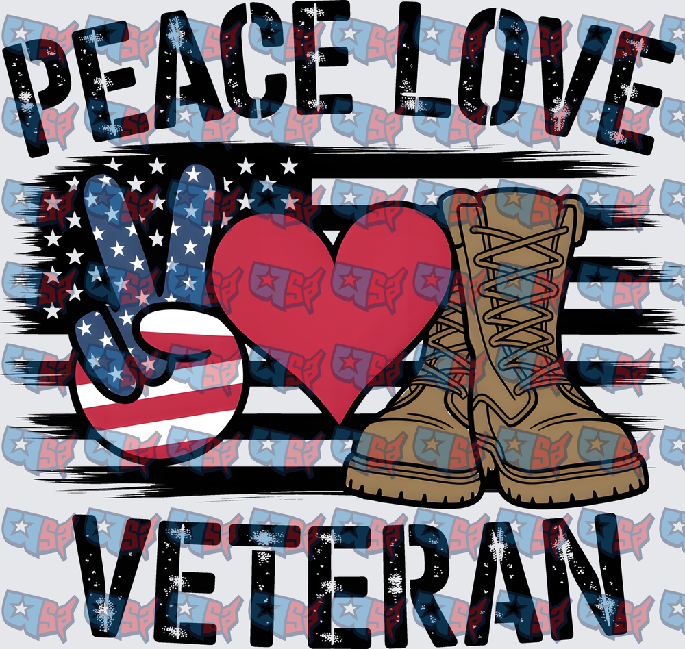 Peace Love Veteran American Flag Combat Boots (DTF)