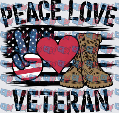 Peace Love Veteran American Flag Combat Boots (DTF)