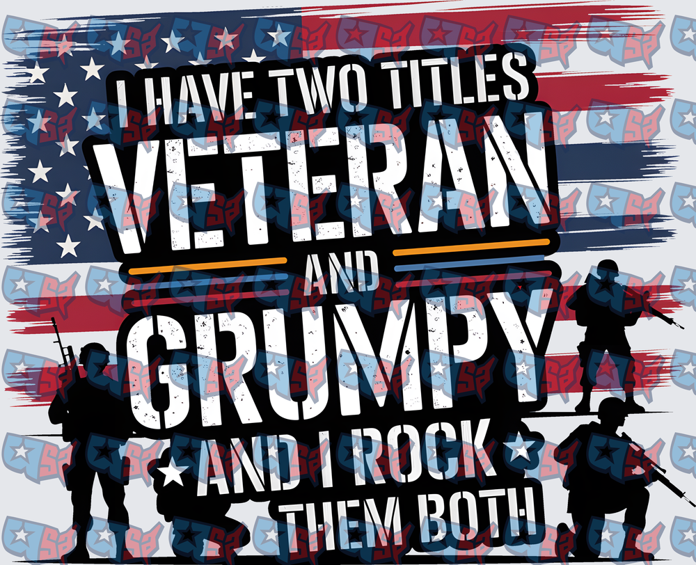 I Have Two Titles Veteran And Grumpy American Flag (DTF)