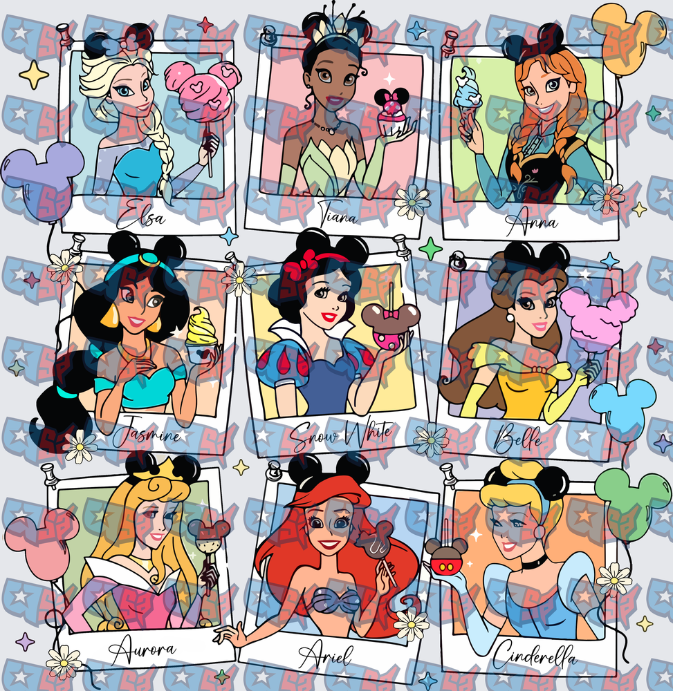 Nine Princesses Polaroid Photos With Mickey Snacks (DTF)