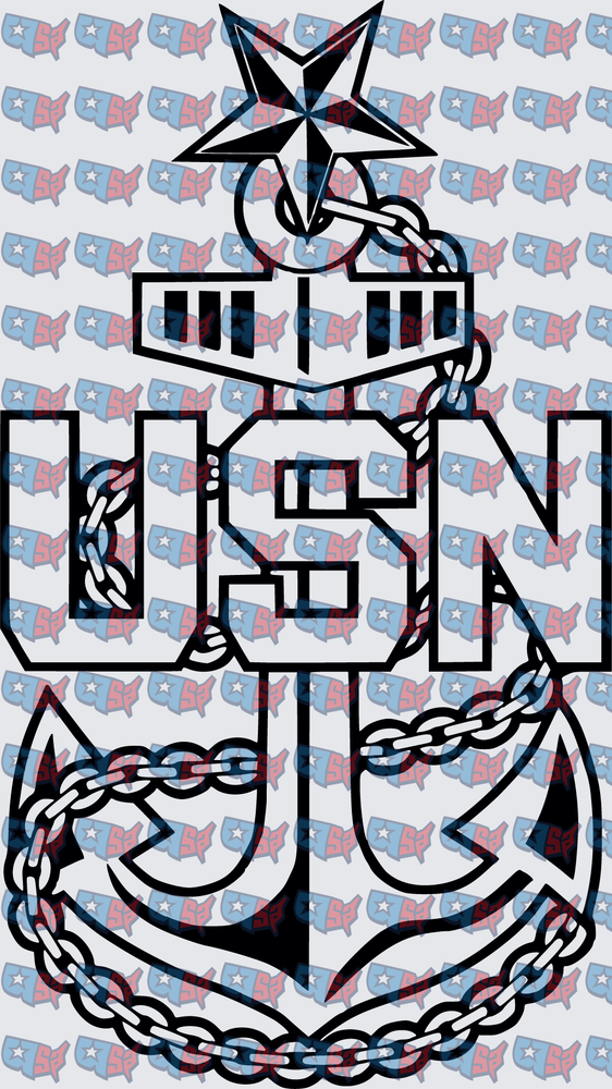 USN Anchor Chain Nautical Star Military Insignia (DTF)