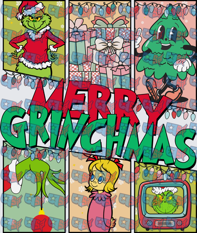 Merry Grinchmas Holiday Character Comic Panel Collage (DTF)